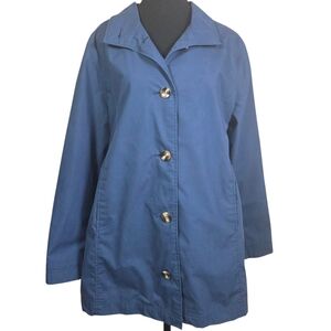 London Fog Classic Blue Trench Coat Size Med Petite